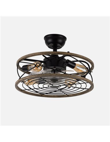 Ventilador DC 4xe27 Arcadia Negro 8 Aspas Transparentes 31/40x50x50cm 6 Velocidades C/remoto Y Temporizador