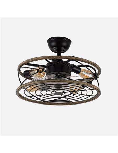Ventilador DC 4xe27 Arcadia Negro 8 Aspas Transparentes 31/40x50x50cm 6 Velocidades C/remoto Y Temporizador