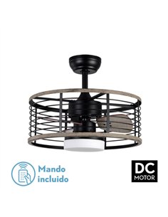 Ventilador Dc 24w Pella Negro/Madera 3 Aspas 50d  2540lm 6 Velocidades  3000-4000-6000k C/remoto