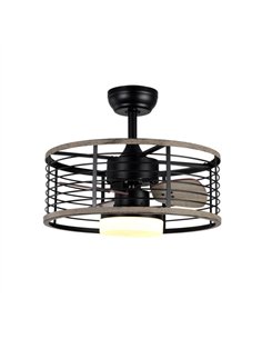 Ventilador Dc 24w Pella Negro/Madera 3 Aspas 50d  2540lm 6 Velocidades  3000-4000-6000k C/remoto 2