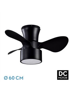 Ventilador DC 24w Kos Negro 3 Aspas 60d 6 Vel. 2390lm 3000-4500-6000k c/remoto