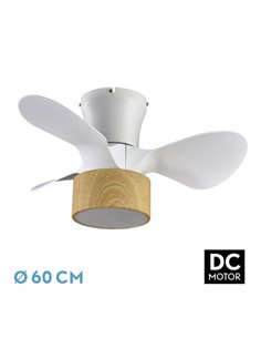 Ventilador DC 24w Kos Blanco/haya 3 Aspas 60d 6 Vel. 2390lm 3000-4500-6000k c/remoto