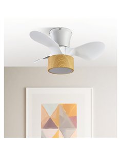 Ventilador DC 24w Kos Blanco/haya 3 Aspas 60d 6 Vel. 2390lm 3000-4500-6000k c/remoto 2