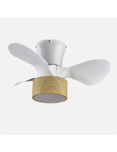 Ventilador DC 24w Kos Blanco/haya 3 Aspas 60d 6 Vel. 2390lm 3000-4500-6000k c/remoto, Memoria Y Temporizador