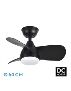 Ventilador Dc 24w Pirdo Negro 3 Aspas 60d 2400lm 6 Velocidades 3000-4500-6000k C/remoto