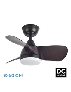 Ventilador Dc 24w Pirdo Negro/marron 3 Aspas 60d 2400lm 6 Velocidades 3000-4500-6000k C/remoto