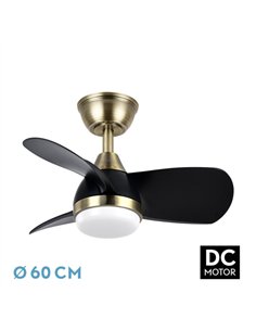 Ventilador Dc 24w Pirdo Cuero/negro 3 Aspas 60d 2400lm 6 Velocidades 3000-4500-6000k  C/remoto