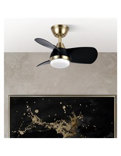 Ventilador Dc 24w Pirdo Cuero/negro 3 Aspas 60d 2400lm 6 Velocidades 3000-4500-6000k  C/remoto 2