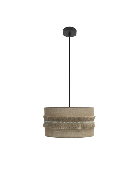 Colgante Kala 1xe27 Negro/saco Regx40x40 Cm Con Flecos