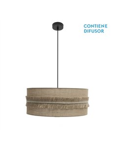 Colgante Kala 3xe27 Negro/saco Regx60x60 Cm Con Flecos