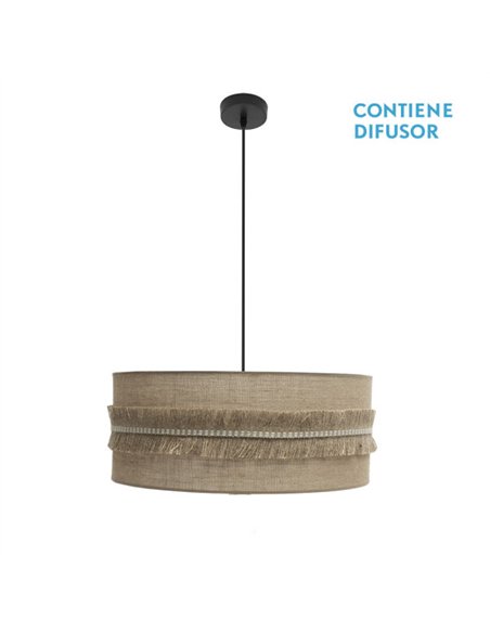 Colgante Kala 3xe27 Negro/saco Regx60x60 Cm Con Flecos