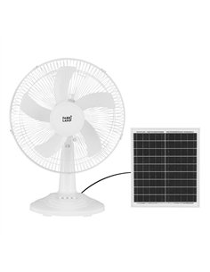 Ventilador DC Sobremesa Solar Abanico Blanco 20w 3velocidades 5 Asp.blancas  63x43x30