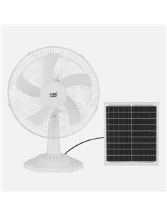 Ventilador DC Sobremesa Solar Abanico Blanco 20w 3velocidades 5 Asp.blancas  63x43x30 2