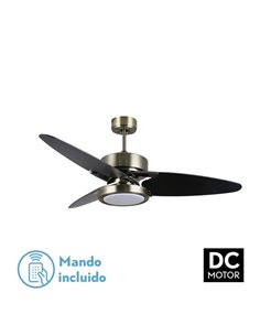 Ventilador Dc Cross 30w Cuero 3 Aspas Negro/nogal 6vel. 3 Colores 3250lm 132d Remoto