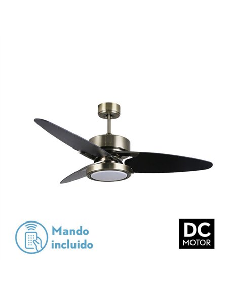 Ventilador Dc Cross 30w Cuero 3 Aspas Negro/nogal 6vel. 3 Colores 3250lm 132d Remoto