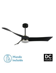 Ventilador Dc Tempel 26w Negro/cuero 3 Aspas 132d 6vel. 3000k