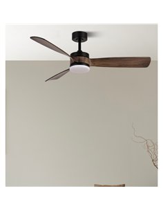 Ventilador Dc Oriente 26w Negro 3 Aspas Roble 132d 6vel 3colores 2950lm Remoto 2