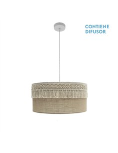 Colgante Ekaterina 2xe27 Blanco/saco Regx50x50 Cm Con Pasamaneria