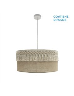 Colgante Ekaterina 3xe27 Blanco/saco Regx60x60 Cm Con Pasamaneria