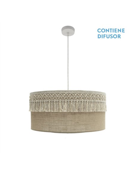 Colgante Ekaterina 3xe27 Blanco/saco Regx60x60 Cm Con Pasamaneria