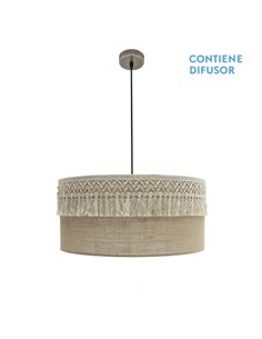 Colgante Ekaterina 3xe27 Cuero/saco Regx60x60 Cm Con Pasamaneria