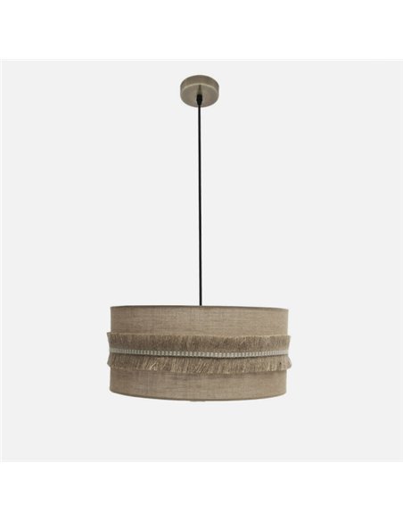 Colgante Kala 2xe27 Cuero/saco Regx50x50 Cm Con Flecos