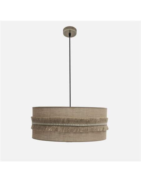 Colgante Kala 3xe27 Cuero/saco Regx60x60 Cm Con Flecos