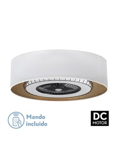Ventilador DC Tania 72w Blanco/madera Clara 5 Aspas 6 Velocidades 3col Remoto