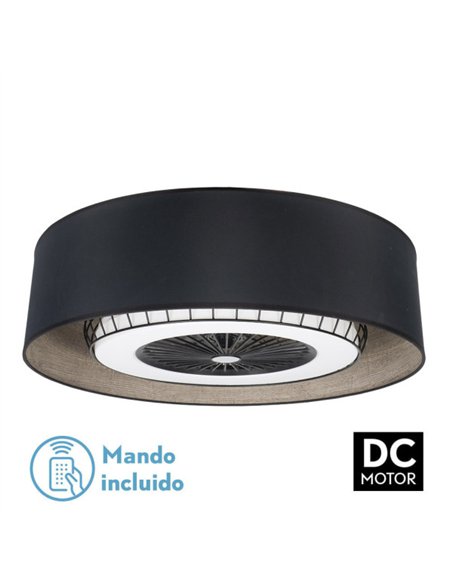 Ventilador DC Tania 72w Negro/madera Gris 5 Aspas 6 Velocidades 3col Remoto