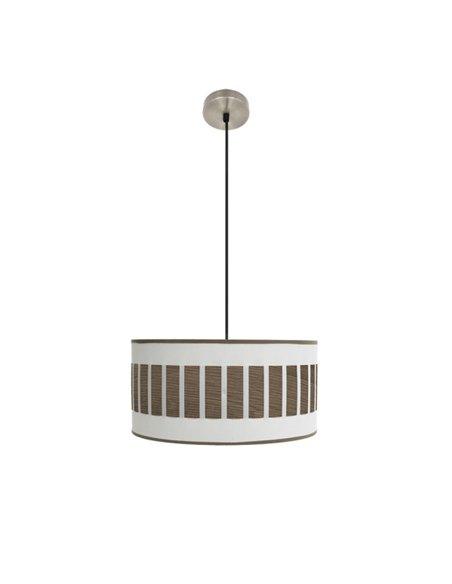Colgante Ivanna 1xe27 Cuero/blanco-madera Oscura Regx40x40 Cm