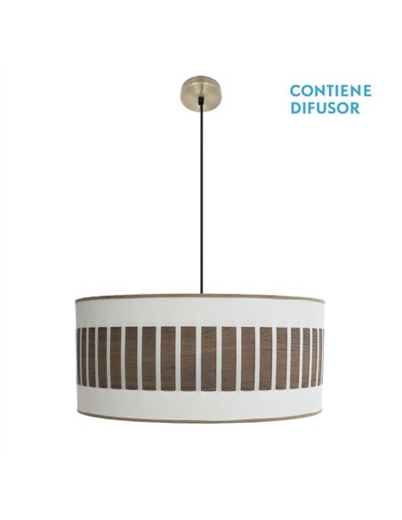 Colgante Ivanna 3xe27 Cuero/blanco-madera Oscura Regx60x60 Cm