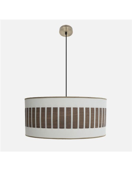 Colgante Ivanna 3xe27 Cuero/blanco-madera Oscura Regx60x60 Cm