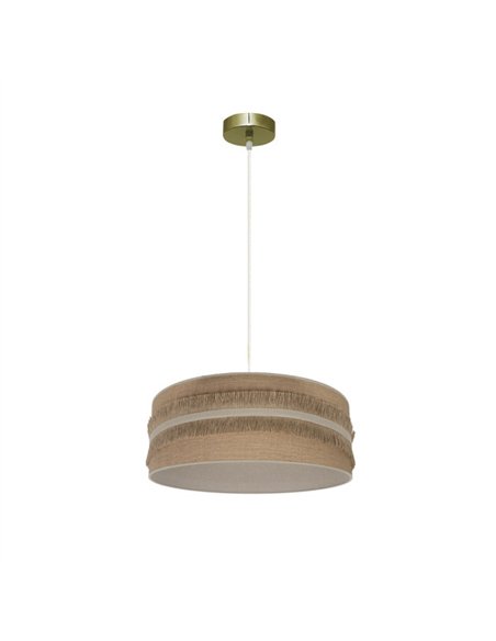 Colgante Natalia 1xe27 Cuero/saco-beis Regx40x40cm
