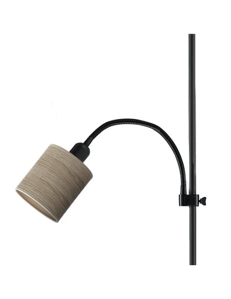 Pie De Salon Armonia 1xe27+1xe14 Negro-madera Gris C/lector 155x40x40 cm