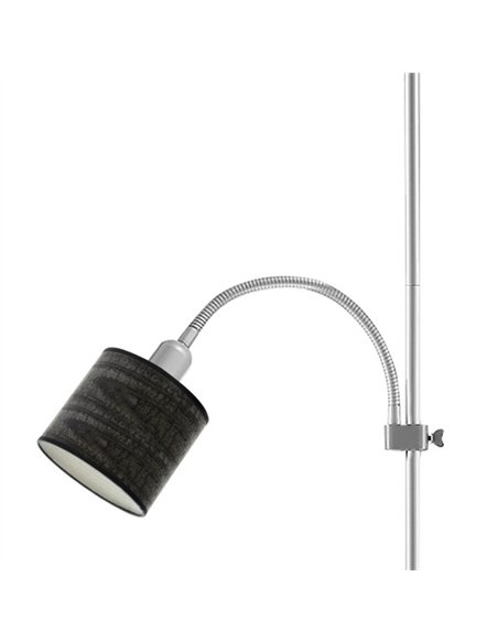 Pie De Salon Armonia 1xe27+1xe14 Plata-madera Negra C/lector 155x40x40 Cm