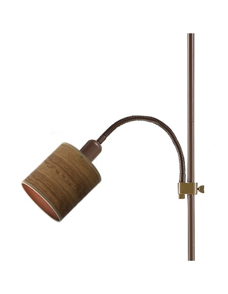 Pie De Salon Armonia 1xe27+1xe14 Marron-madera Oscura C/lector 155x40x40 Cm