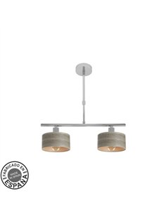 Lampara Gilda 2xe14 Cromo/madera Gris Regx43x14 Cm