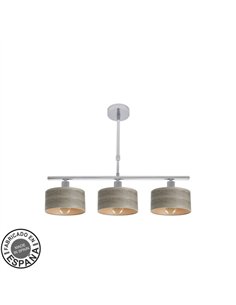 Lampara Gilda 3xe14 Cromo/madera Gris Regx55x14 Cm