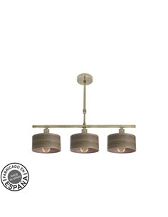 Lampara Gilda 3xe14 Cuero/madera Oscura Regx55x14 Cm