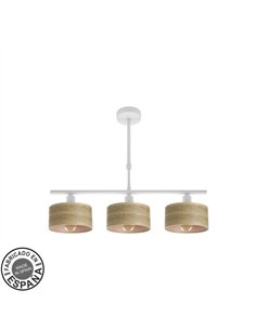 Lampara Gilda 3xe14 Blanco/madera Clara Regx55x14 Cm