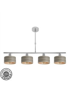 Lampara Gilda 4xe14 Cromo/madera Gris Retgx76x14 Cm