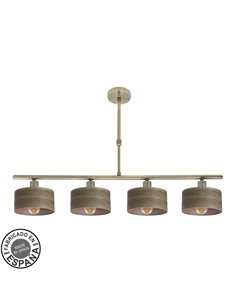 Lampara Gilda 4xe14 Cuero/madera Oscura Regx76x14 Cm