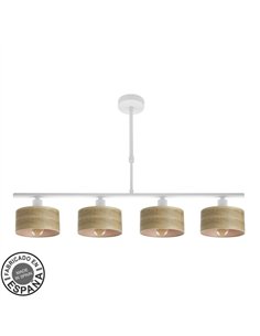 Lampara Gilda 4xe14 Blanco/madera Clara Regx76x14 Cm