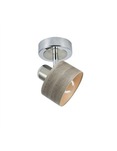 Foco Nando 1xe14 Cromo-niquel/mad.gris  17x12x12 Cm Orientable