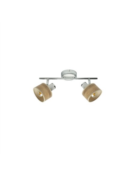 Regleta Nando 2xe14 Cromo-blanco/mad.clara  Focos Orientables 16x36