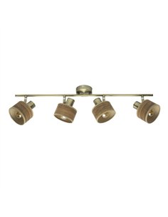 Regleta Nando 4xe14 Cuero/mad.oscura  Focos Orientables 16x73x10 Cm