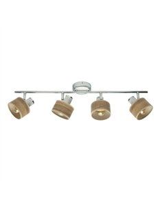 Regleta Nando 4xe14 Cromo-blanco/mad.clara  Focos Orientables 16x73x10 Cm