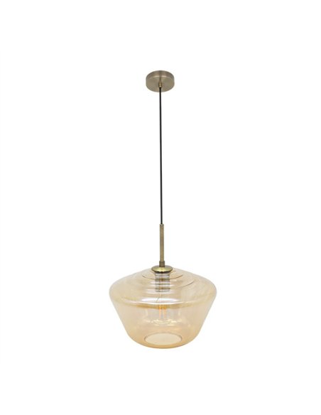 Colgante Pinap 1xe27 Cuero/ambar Regx30x30 Cm