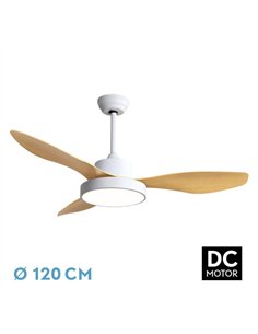 Ventilador Dc Hayate 48w 4080lm Blanco/haya 3 Asp 39/54x120x120cm 3000-4000-6000k C/remoto