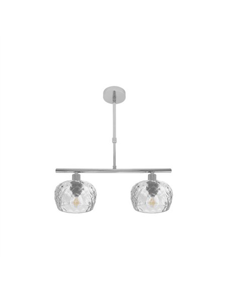 Lampara Estela 2xe14 Cromo Regx41x13 Cm C/tulipas Cristal Tallado Transparente